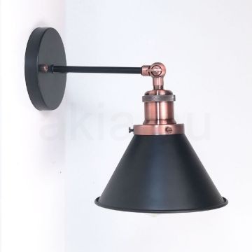 antik-fali-lampa-matt-fekete-antik-vorosrez-szin-kis-buraval