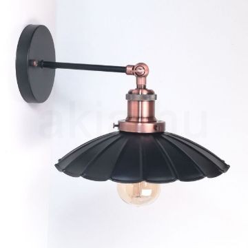 antik-fali-lampa-matt-fekete-antik-vorosrez-szin-hullamos-buraval