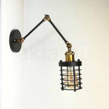 antik-fali-olvaso-lampa-matt-fekete-antik-sargarez-szin-csepp-alaku-raccsal