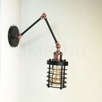 antik-fali-olvaso-lampa-matt-fekete-antik-vorosrez-szin-csepp-alaku-raccsal