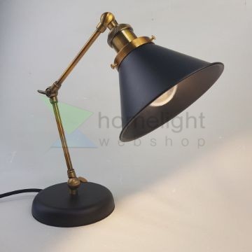 antik-asztali-lampa-sargarez-szin-fekete-buraval
