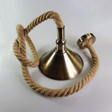 Kötél föggeszték antik bronz foglalattal és búrával - 1,5m