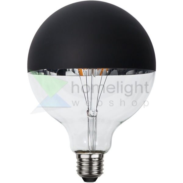 LED izzó E27 G125 fekete-tükör fedéssel