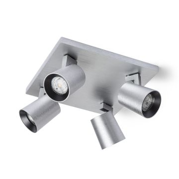 Kép KENNY IV mennyezeti lámpa  szálcsiszolt alumínium/fekete 230V LED GU10 4x8W