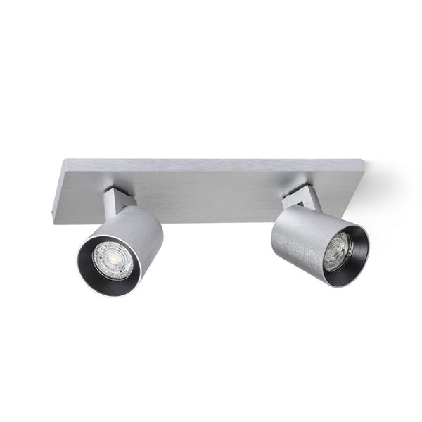 Kép KENNY II felületre szerelhető  szálcsiszolt alumínium/fekete 230V LED GU10 2x8W