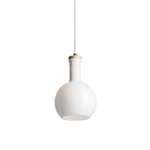 Kép PULIRE RD függő lámpa  opál üveg/fa/króm 230V LED E14 6W