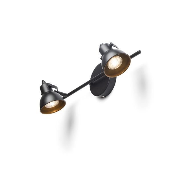 Kép ROSITA II fali lámpa fekete/aranysárga 230V LED GU10 2x9W