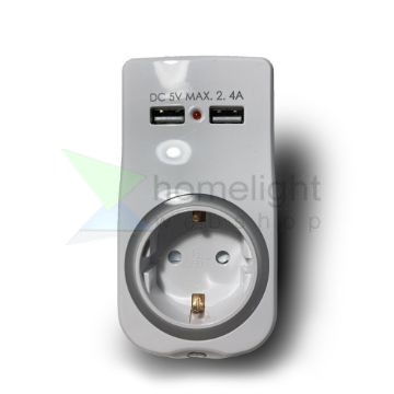 Technik Professional Elosztó Fali 1 utas Éjszakai Fénnyel + 2db USB