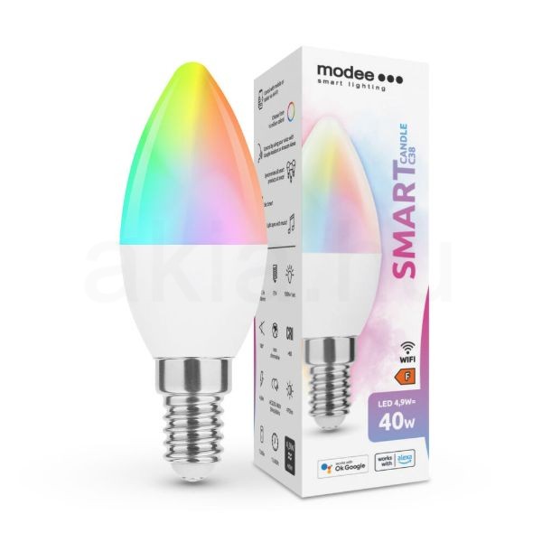 Modee LED Smart (Tuya Wi-Fi) Candle (Gyertya) C38 4,9W E14 180° RGB (470 lumen)