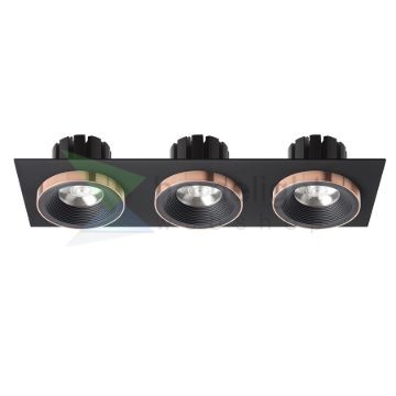 SHARM SQ III süllyesztett lámpa fekete/fekete réz 230V LED 3x10W 24°  3000K