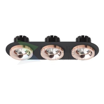 SHARM R III süllyesztett lámpa fekete réz/réz 230V LED 3x10W 24°  3000K