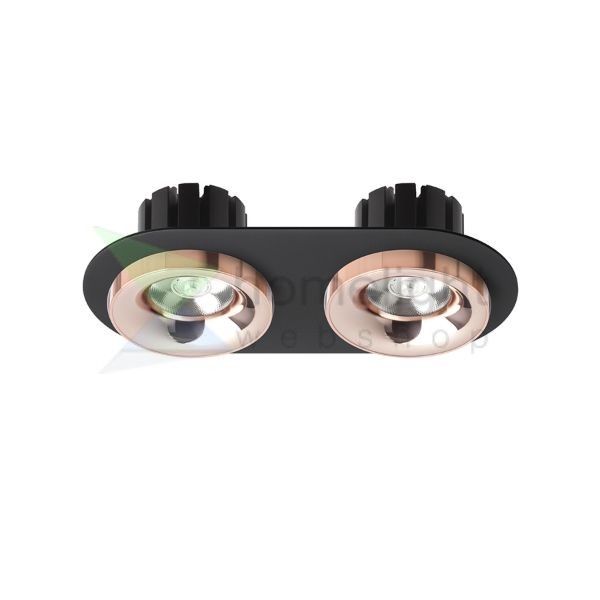 SHARM R II süllyesztett lámpa fekete réz/réz 230V LED 2x10W 24°  3000K