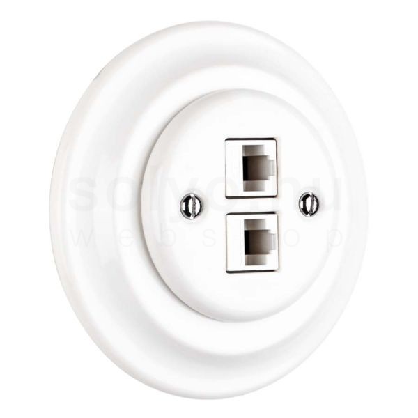 Porcelán hálózati dupla aljzat, rj45, falba süllyesztett