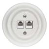 Porcelán hálózati dupla aljzat, rj45, falba süllyesztett