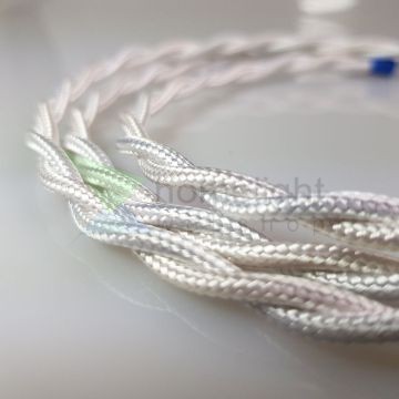 Fonott textil vezeték, fényes fehér - 2x0,75