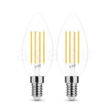 2 DB.LED Filament Canlde C35 7W E14 360° 2700K (806 lumen) szabályozható