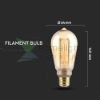 ST64 4watt retro izzó LED, antikolt 200LM