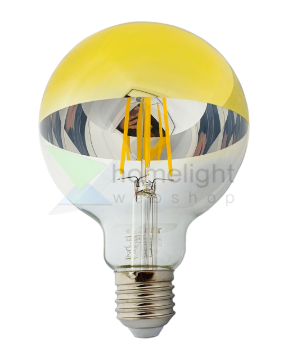 LED filament dekor izzó - tükrös arany - G95 - 8W - 4200K