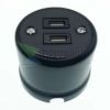 Porcelán USB csatlakozó falonkívüli, fekete