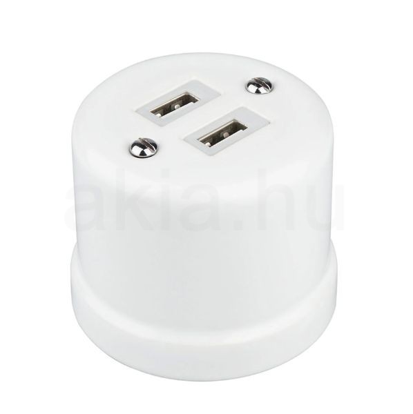 Porcelán USB csatlakozó falonkívüli, fehér