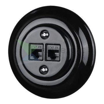 Dupla RJ45 aljzat fekete porcelán kerettel