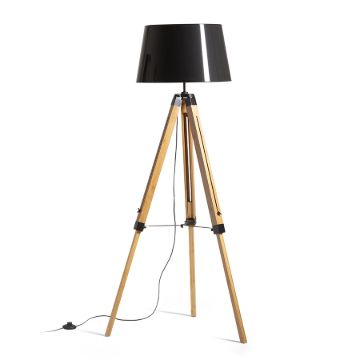 ALVIS/RIDICK állólámpa csillogó fekete arany fólia/bambusz/fekete 230V LED E27 15W