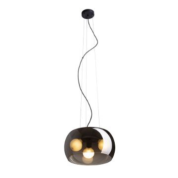 AMANDA függő lámpa matt fekete füstös üveg 230V LED E27 3x15W