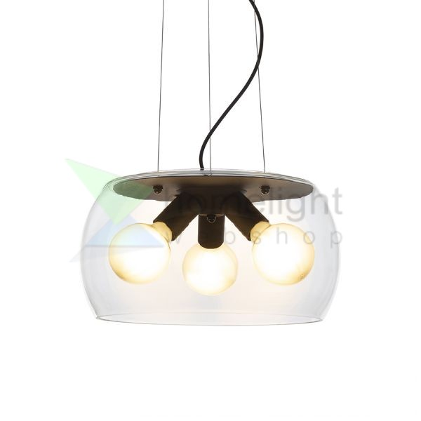 AMANDA függő lámpa matt fekete tiszta üveg 230V LED E27 3x15W