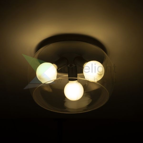 AMANDA mennyezeti lámpa matt fekete tiszta üveg 230V LED E27 3x15W