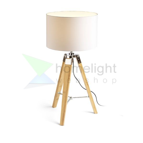 ALVIS/RON 40 asztali lámpa  Polycotton fehér/bambusz 230V LED E27 15W