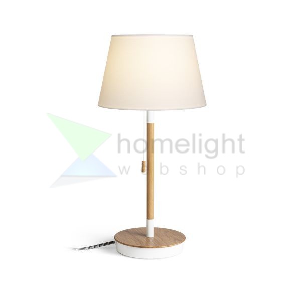 KEITH/ALVIS 24 asztali lámpa USB-vel fehér bükk 230V LED E27 11W