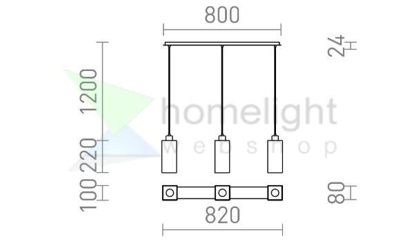 LIZ III 80 függő lámpa fekete üveg/króm 230V LED E27 3x15W
