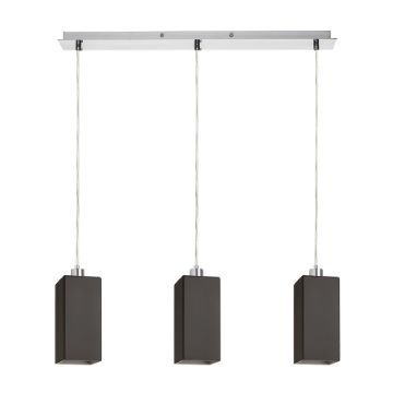 LIZ III 60 függő lámpa fekete üveg/króm 230V LED E27 3x15W