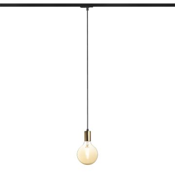 ARAQ egy áramkörös sínen függő lámpa  szálcsiszolt sárgaréz/fekete 230V LED E27 15W