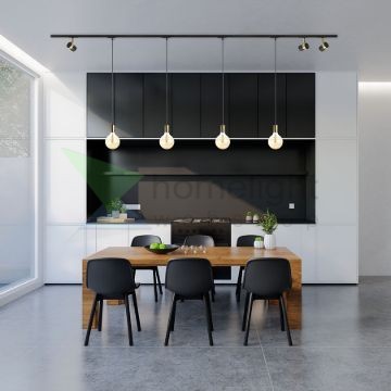ARAQ egy áramkörös sínen függő lámpa  szálcsiszolt sárgaréz/fekete 230V LED E27 15W