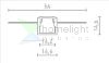 LED PROFILE B süllyesztett 1m  alumínium/tej akril 