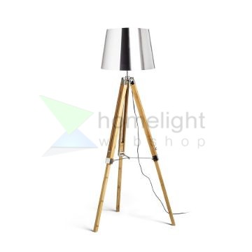 ALVIS/ILUSION állólámpa  krómozott fólia/bambusz 230V LED E27 15W