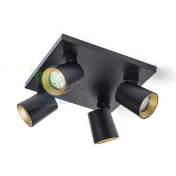 KENNY IV mennyezeti lámpa fekete/aranysárga  230V LED GU10 4x8W