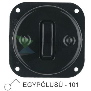 Egyes billenő porcelán kapcsolóbetét, fekete, egypólusú