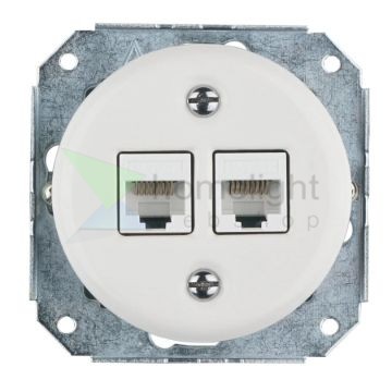 Dupla RJ45 aljzat betét fehér színben