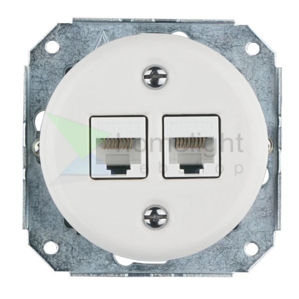 Dupla RJ45 aljzat betét fehér színben