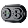 Dupla RJ45 aljzat – fekete porcelán kerettel (2×RJ45, CAT5e/CAT6)