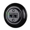 Dupla RJ45 aljzat – fekete porcelán kerettel (2×RJ45, CAT5e/CAT6)
