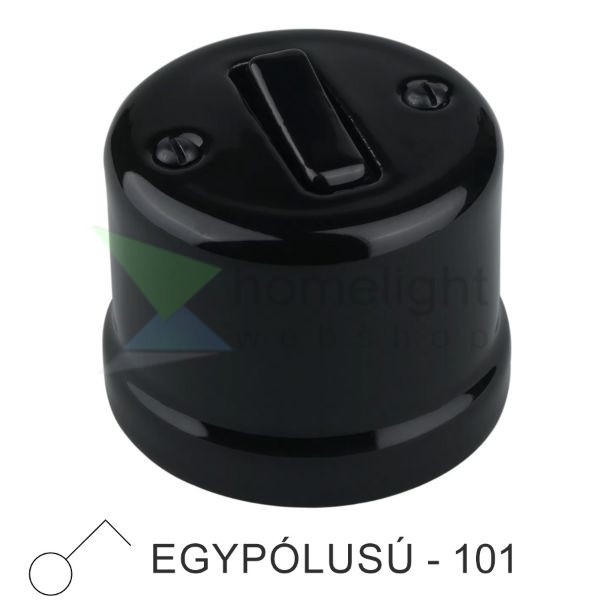 Fekete porcelán falon kívüli egypólusú billenőkapcsoló