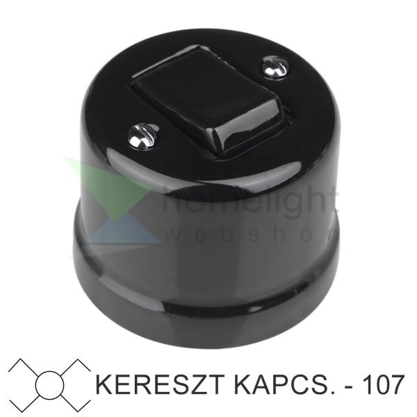 Fekete porcelán falon kívüli kereszt- billenőkapcsoló