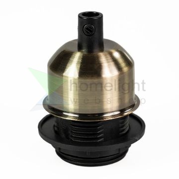 Antik bronz Edison E27 búratartós foglalat fém burkolattal