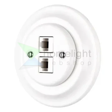 Dupla RJ45 aljzat fehér porcelán kerette