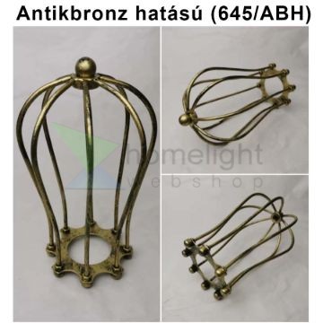 Antik bronz fém lámpa rács – csepp alakú, E27 búratartós rögzítéssel