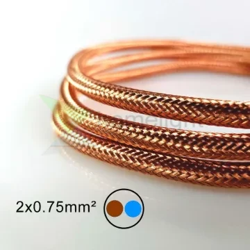 Vörösréz fémszövet borítású dekor vezeték 2×0,75 mm²