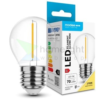 Modee LED Izzó Filament G.Mini G45 1W E27 320° 2700K (70 lumen) ERP